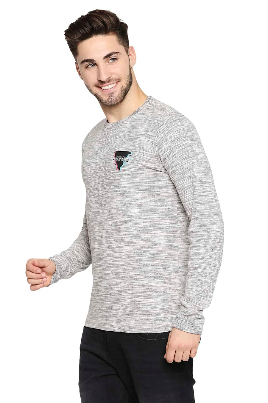 BASICS MUSCLE FIT VAPOUR GREY CREW NECK T-SHIRT
