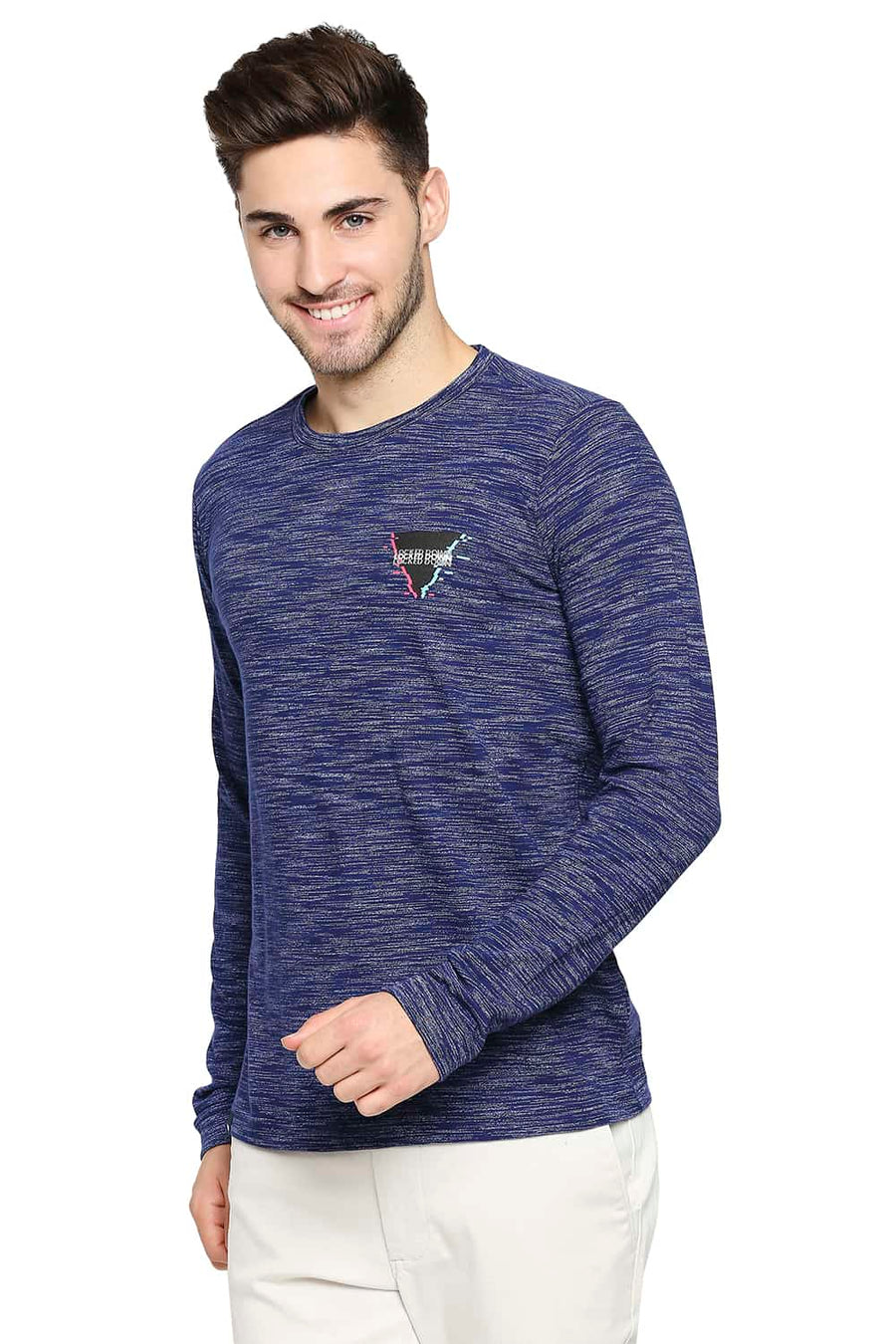 BASICS MUSCLE FIT BLUE QUARTZ CREW NECK T-SHIRT