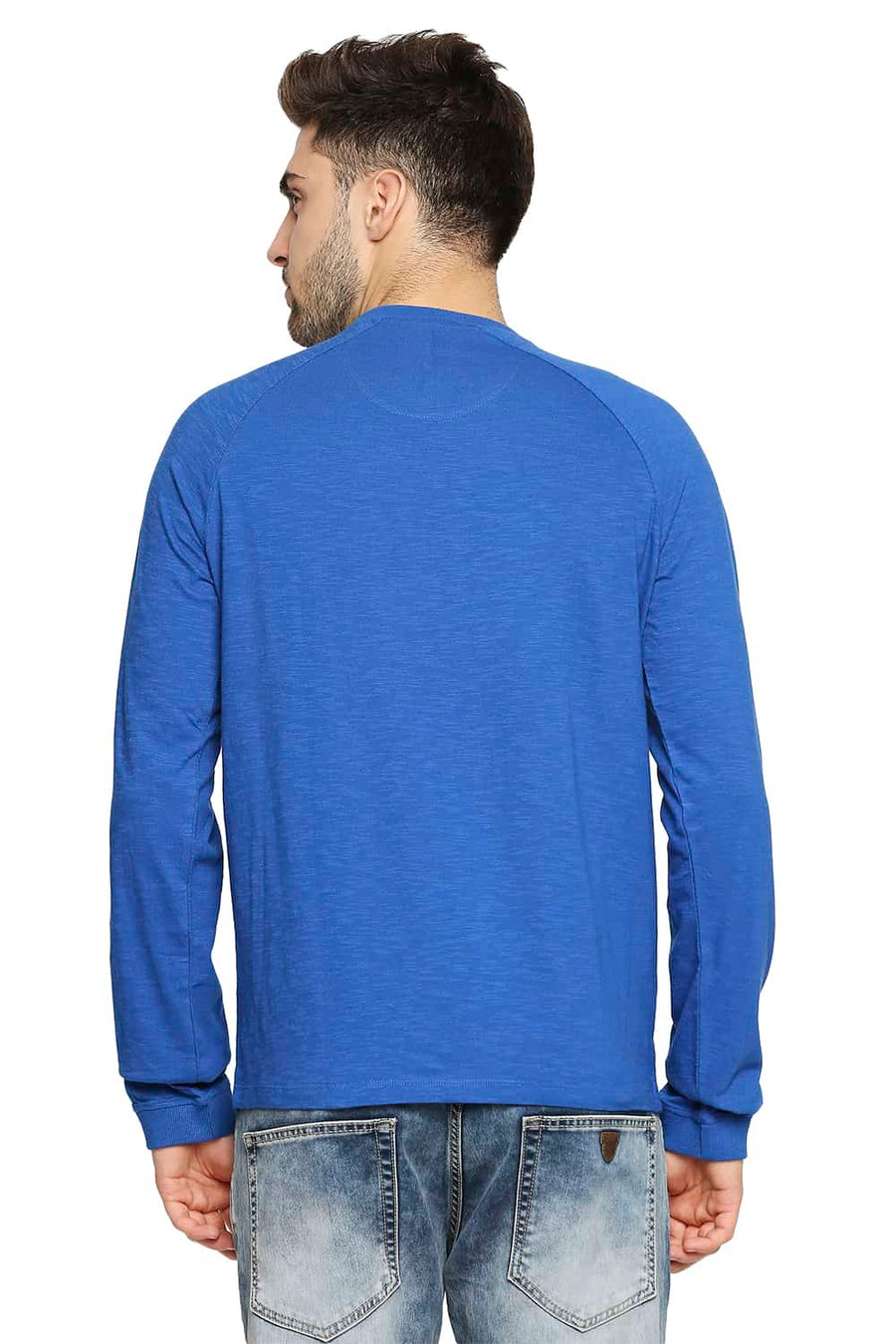 BASICS MUSCLE FIT CLASSIC BLUE CREW NECK T-SHIRT
