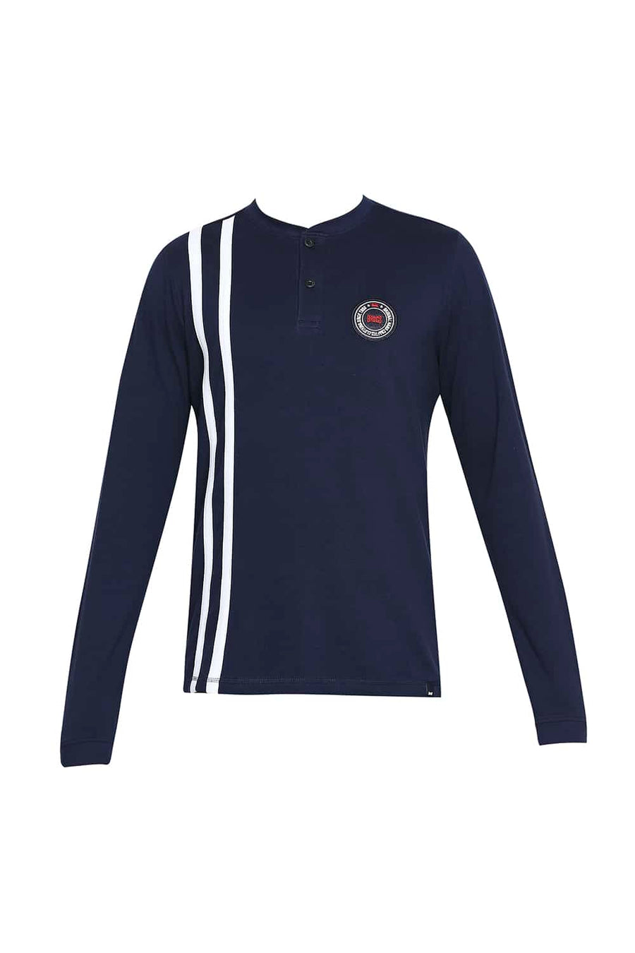 BASICS MUSCLE FIT DRESS BLUES HENLEY T-SHIRT