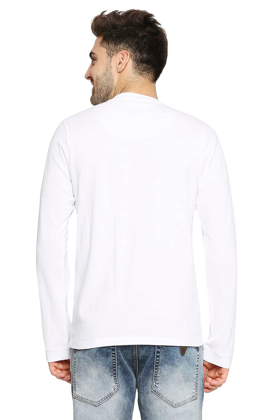 BASICS MUSCLE FIT BRIGHT WHITE HENLEY T-SHIRT