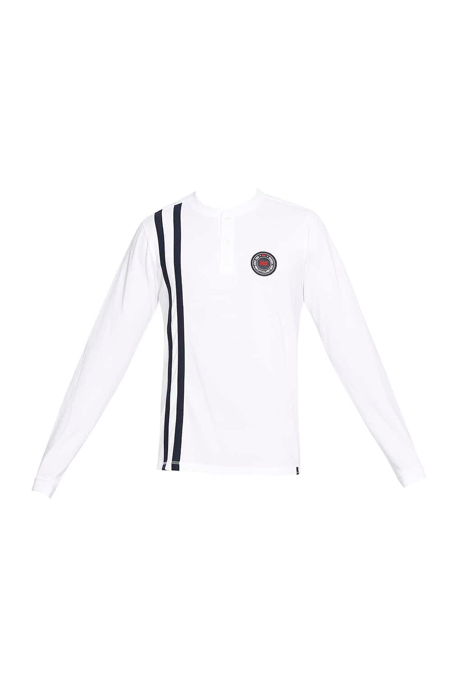 BASICS MUSCLE FIT BRIGHT WHITE HENLEY T-SHIRT