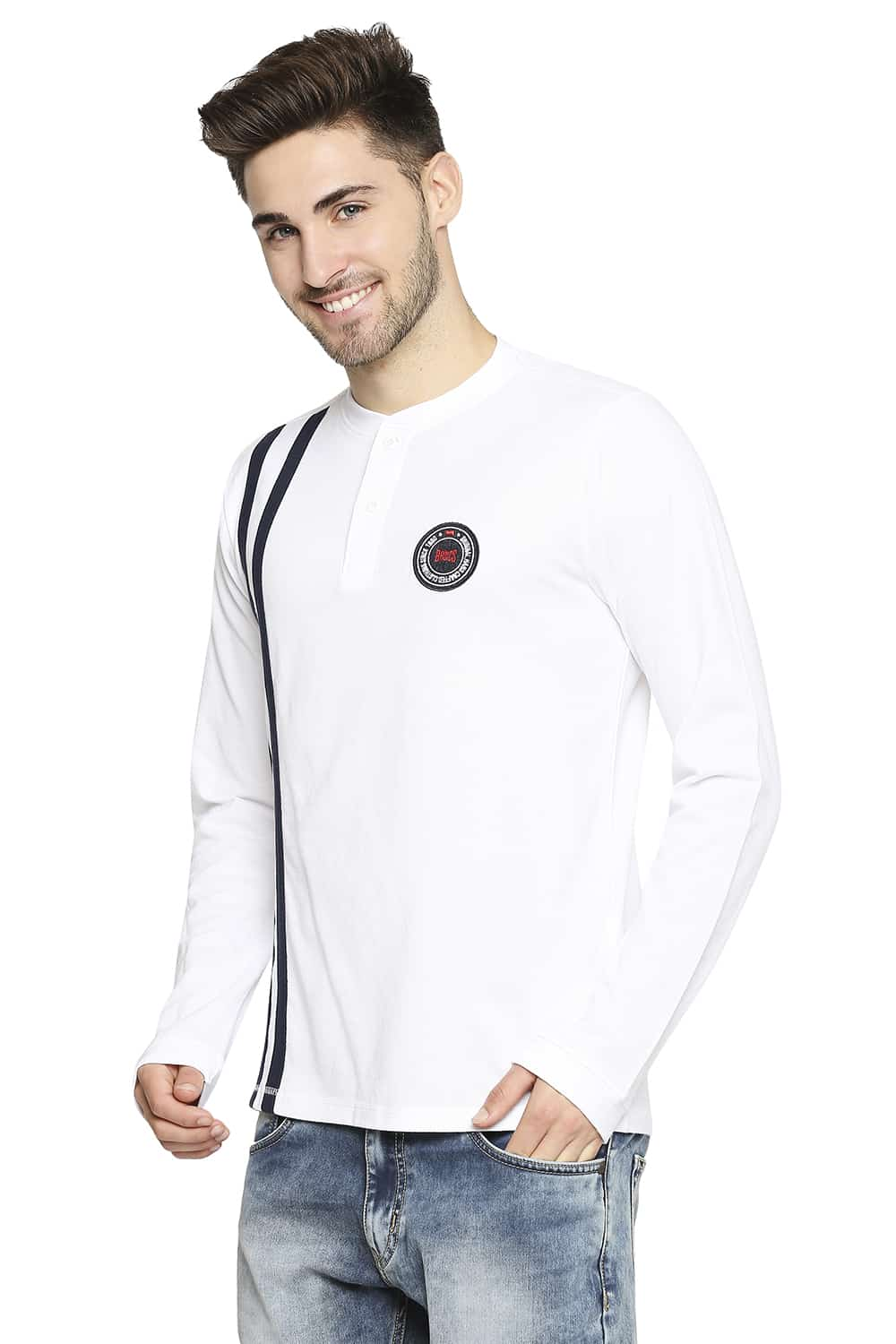 BASICS MUSCLE FIT HENLEY T-SHIRT