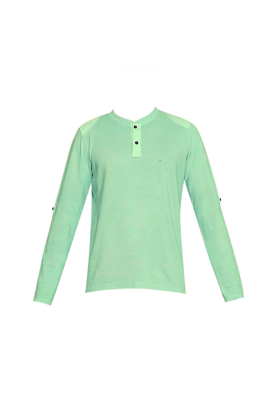 BASICS MUSCLE FIT JADESHEEN GREEN HENLEY T-SHIRT