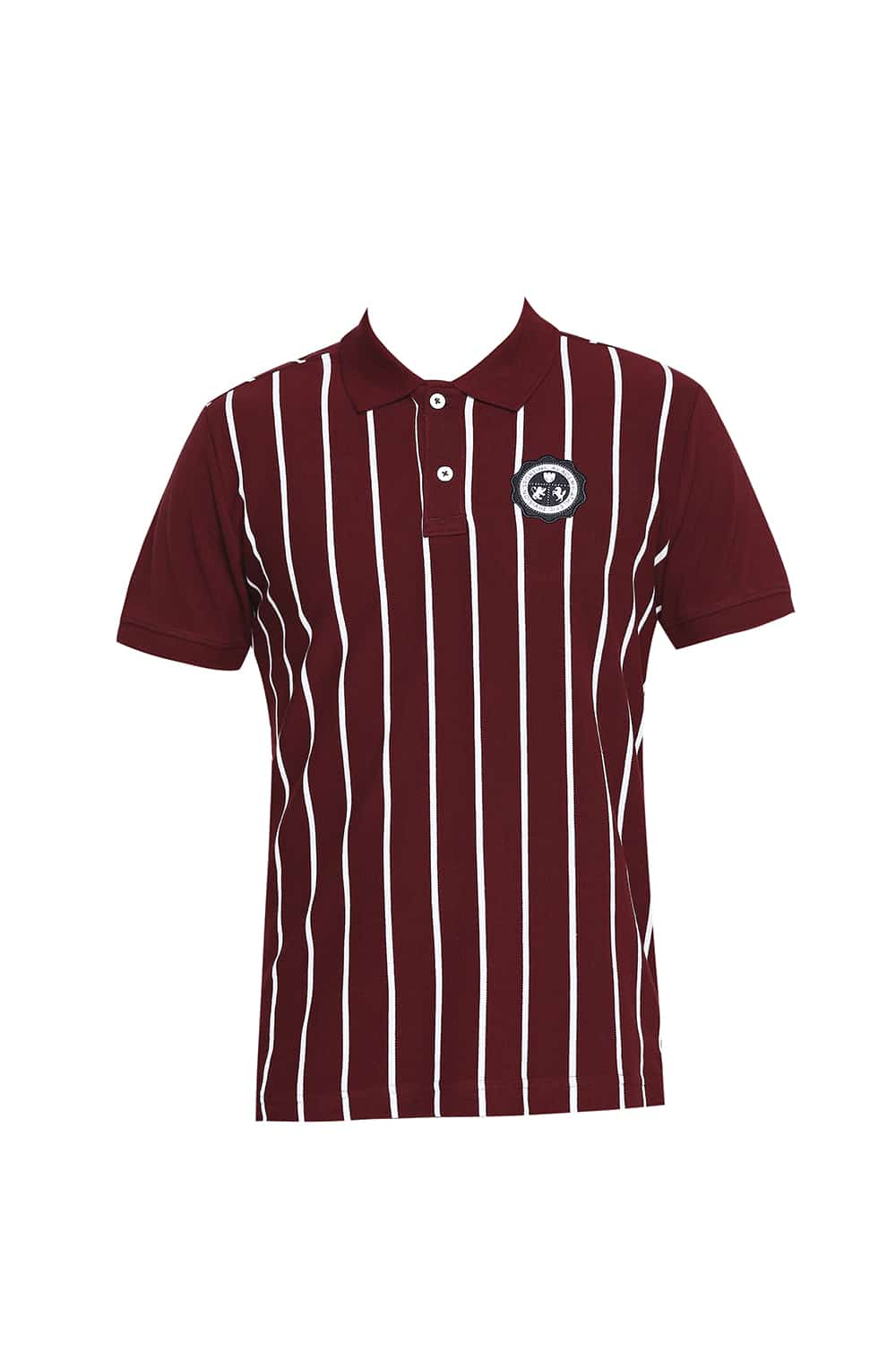 BASICS MUSCLE FIT ENGINEERED STRIPE POLO T-SHIRT