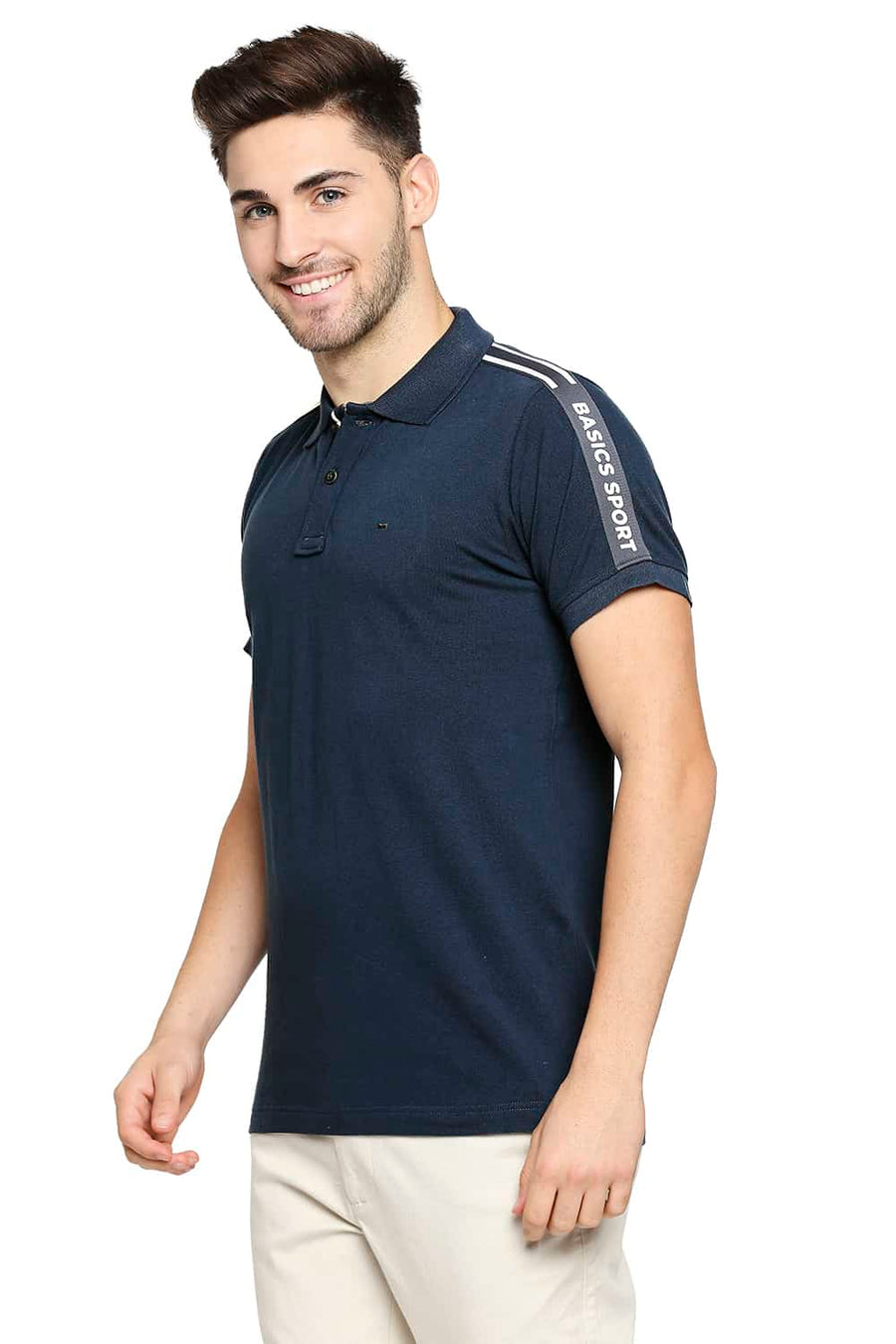 BASICS MUSCLE FIT DRESS BLUES POLO T-SHIRT