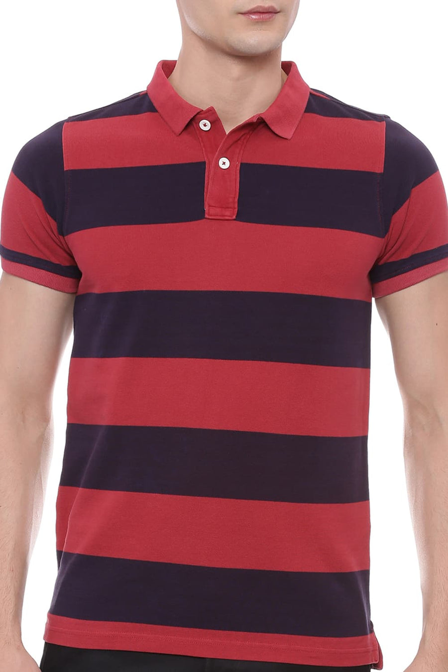 BASICS MUSCLE FIT AMERICAN BEAUTY POLO T SHIRT