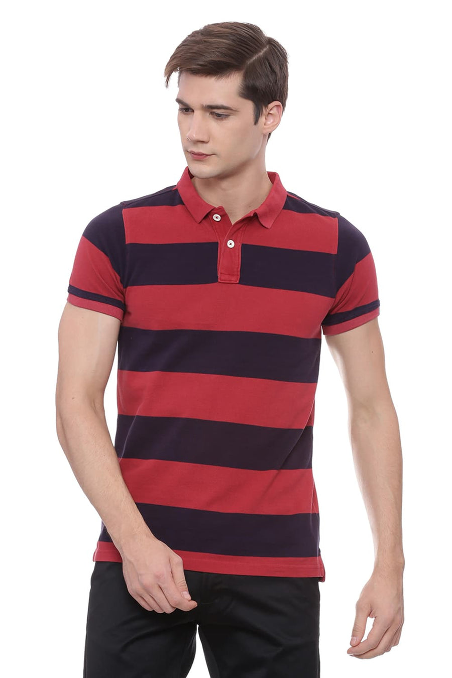 BASICS MUSCLE FIT AMERICAN BEAUTY POLO T SHIRT