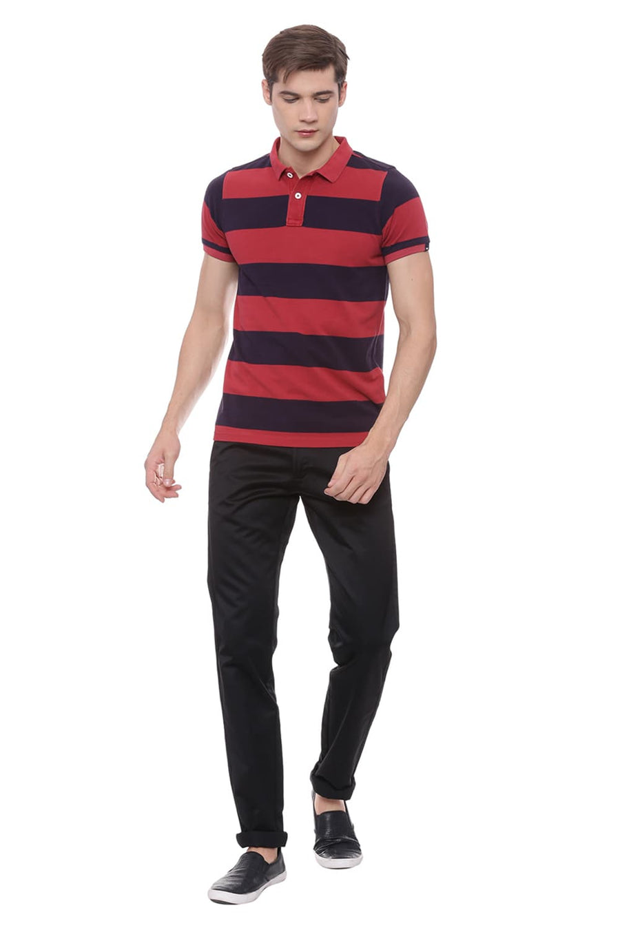 BASICS MUSCLE FIT AMERICAN BEAUTY POLO T SHIRT