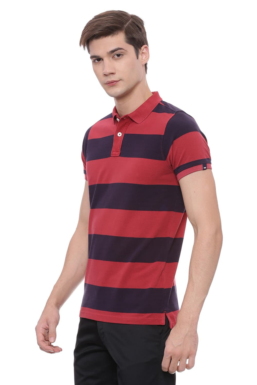 BASICS MUSCLE FIT AMERICAN BEAUTY POLO T SHIRT