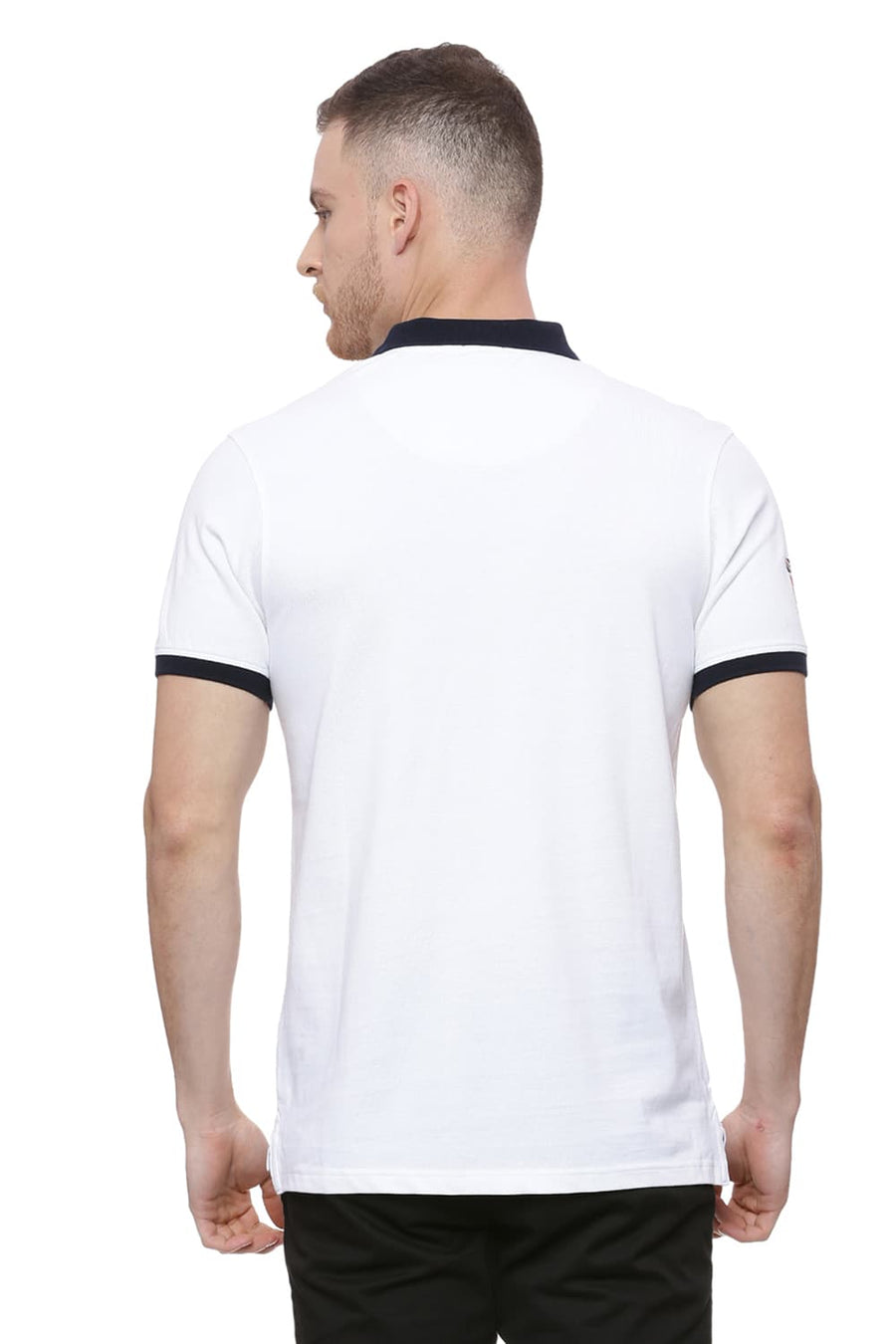 BASICS MUSCLE FIT SNAP BRIGHT WHITE POLO T SHIRT