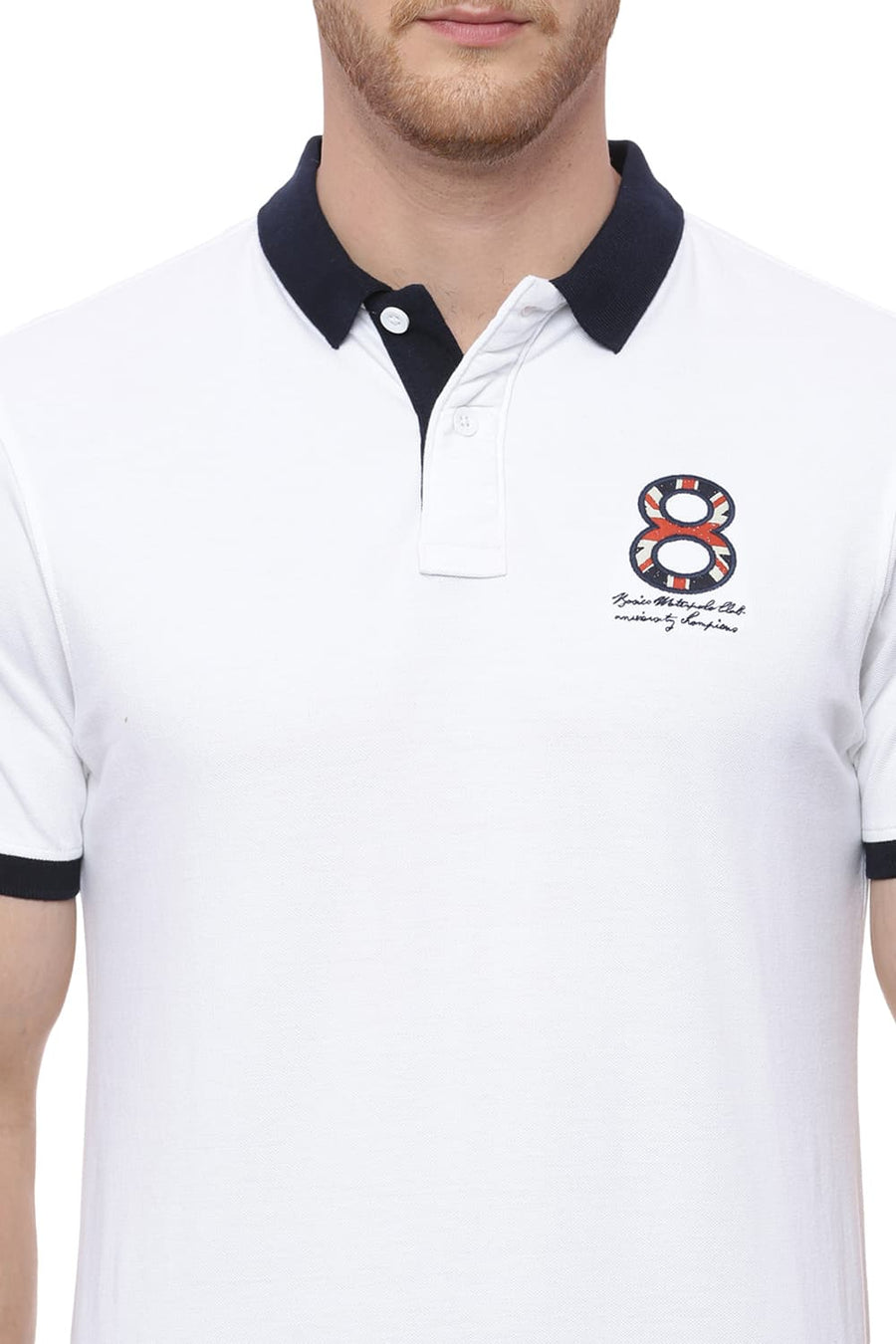 BASICS MUSCLE FIT SNAP BRIGHT WHITE POLO T SHIRT