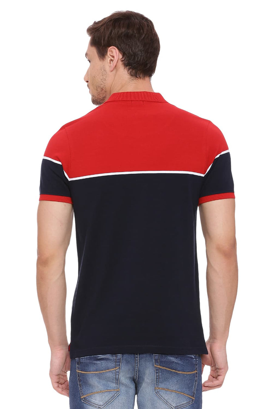BASICS MUSCLE FIT DRESS NAVY POLO T SHIRT