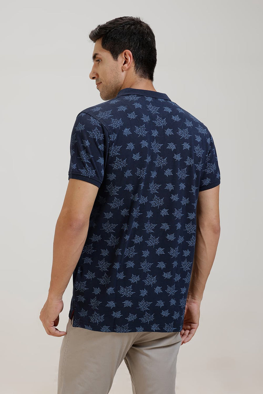 BASICS MUSCLE FIT BLUE NIGHT PRINTED POLO T SHIRT