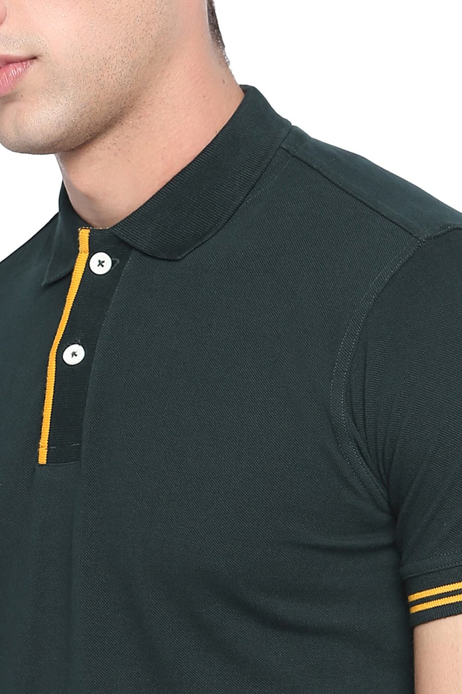 BASICS MUSCLE FIT UNI GREEN POLO T SHIRT