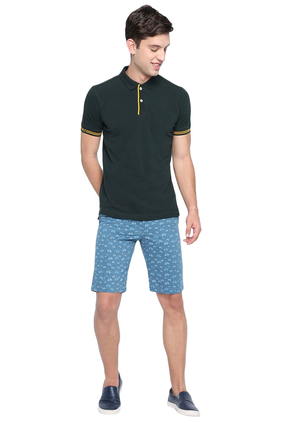 BASICS MUSCLE FIT UNI GREEN POLO T SHIRT