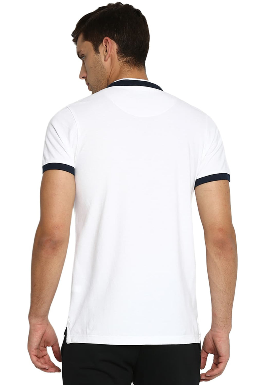 BASICS MUSCLE FIT BRIGHT WHITE STAND UP COLLAR POLO T SHIRT