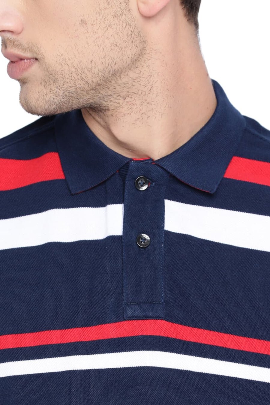 BASICS MUSCLE FIT IRIS NAVY POLO T SHIRT