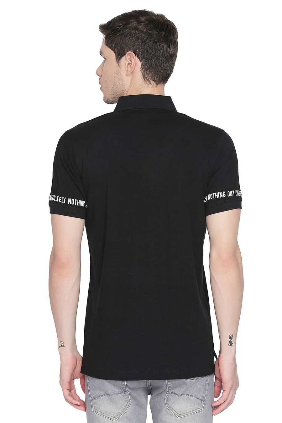 BASICS MUSCLE FIT BLACK BEAUTY POLO T SHIRT