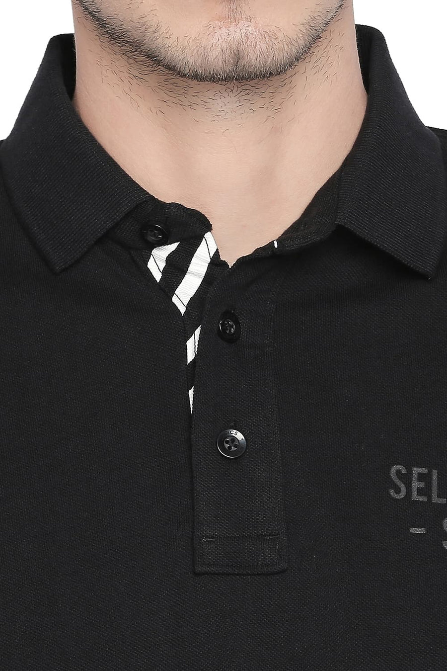BASICS MUSCLE FIT BLACK BEAUTY POLO T SHIRT