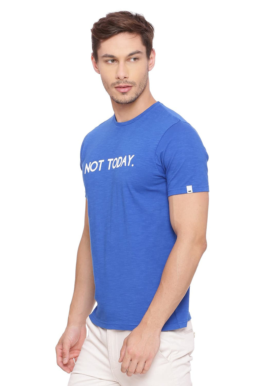 BASICS MUSCLE FIT CLASSIC BLUE CREW NECK T SHIRT