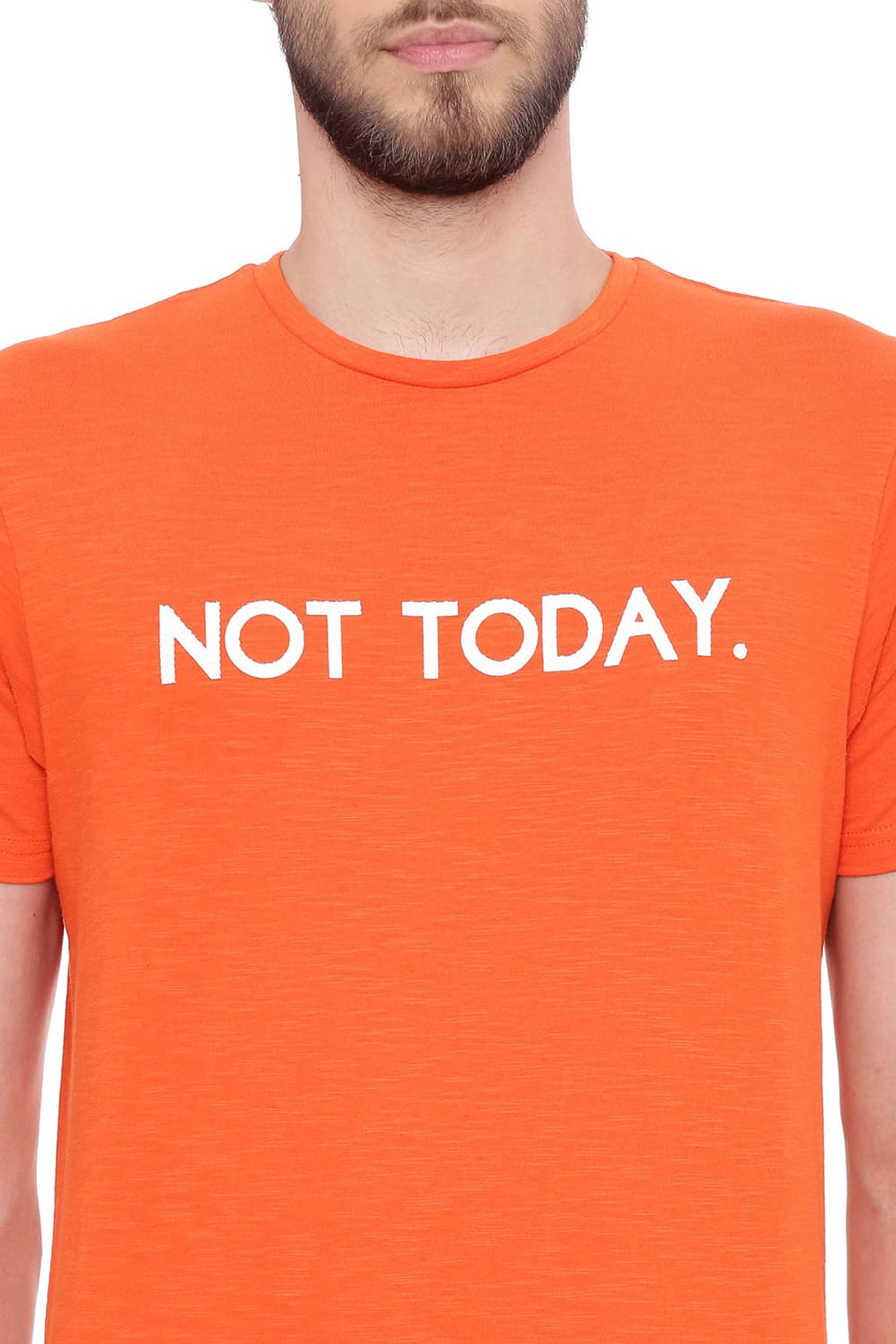 BASICS MUSCLE FIT BRIGHT ORANGE CREW NECK T SHIRT
