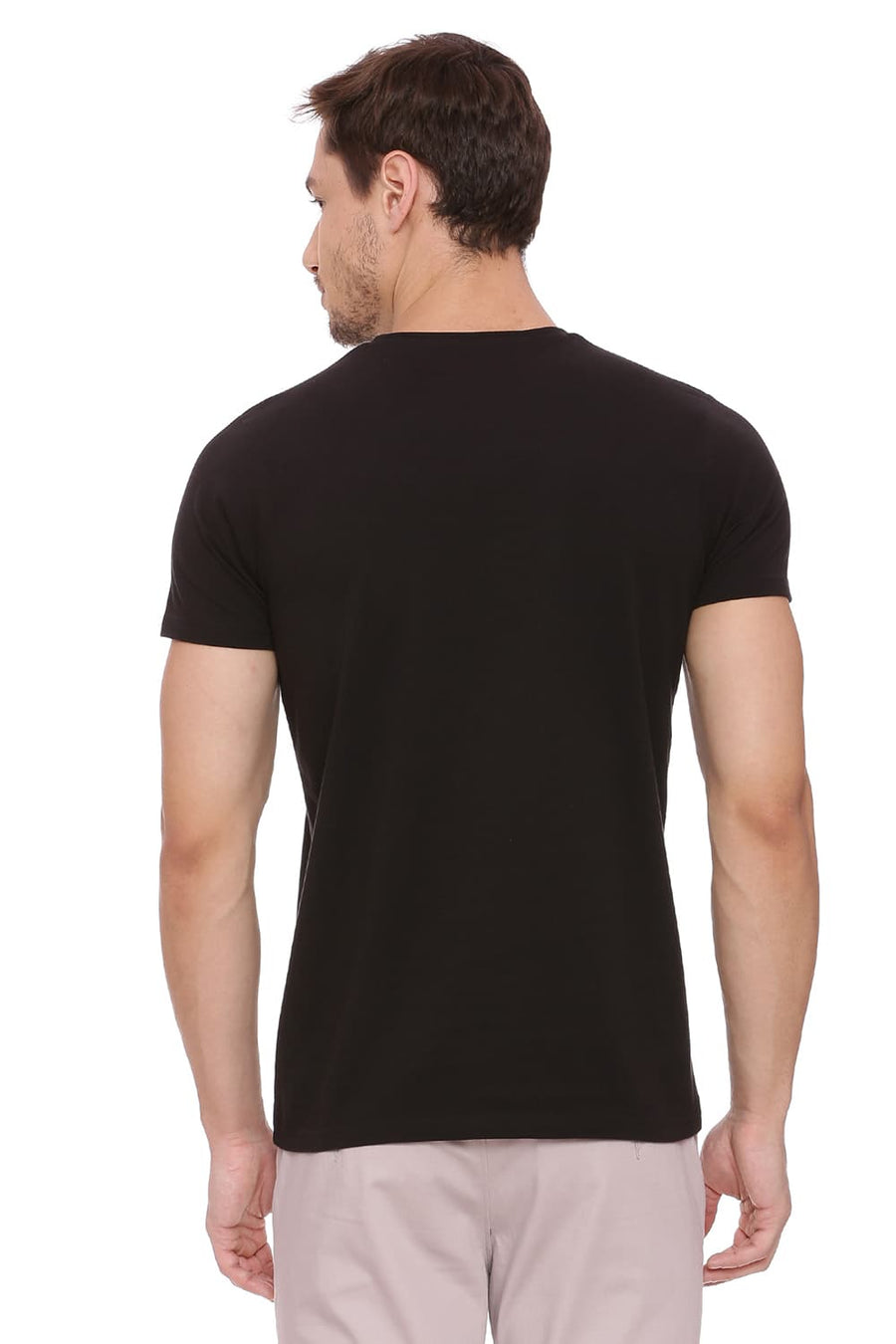 BASICS MUSCLE FIT BLACK CREW NECK T SHIRT