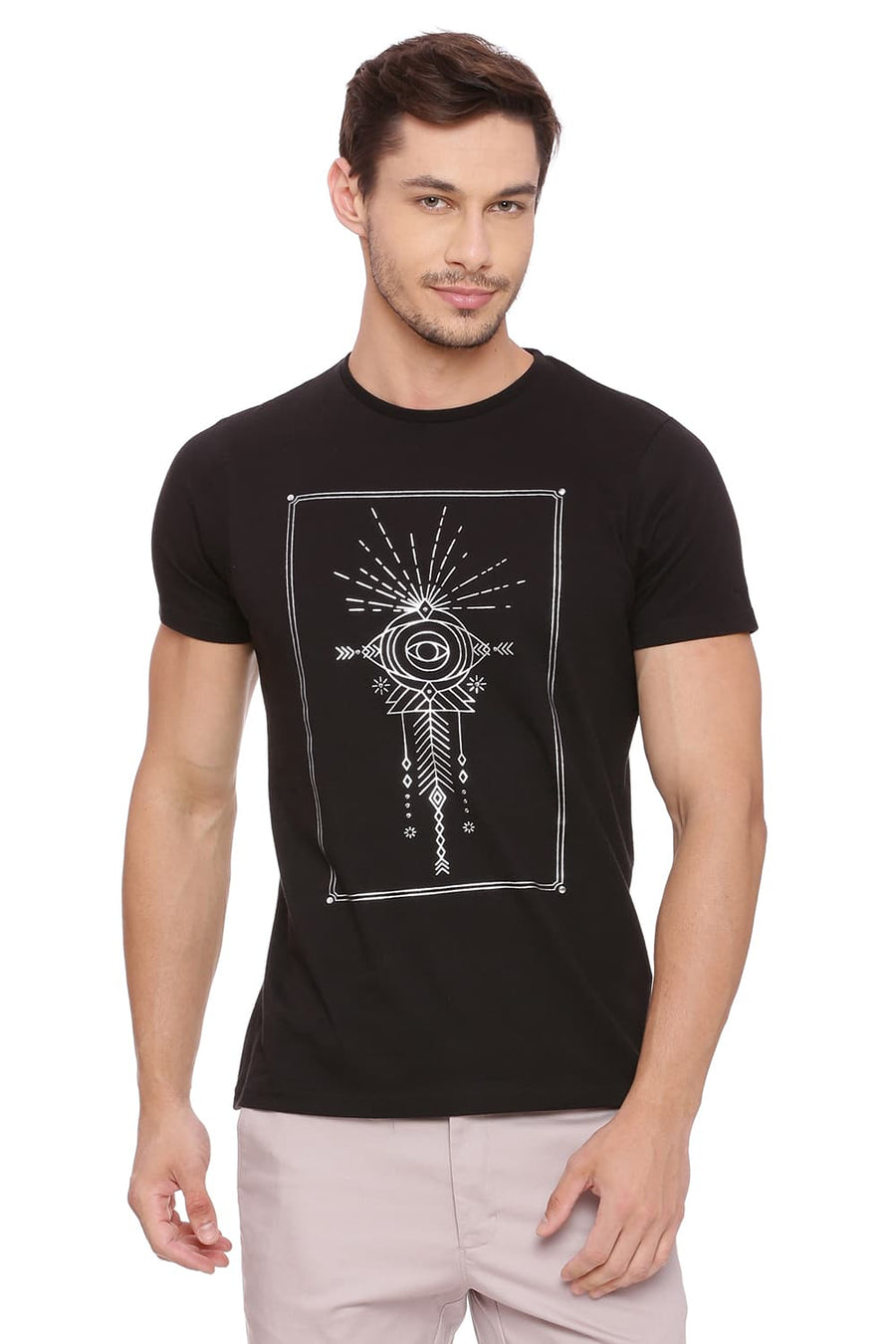 BASICS MUSCLE FIT BLACK CREW NECK T SHIRT