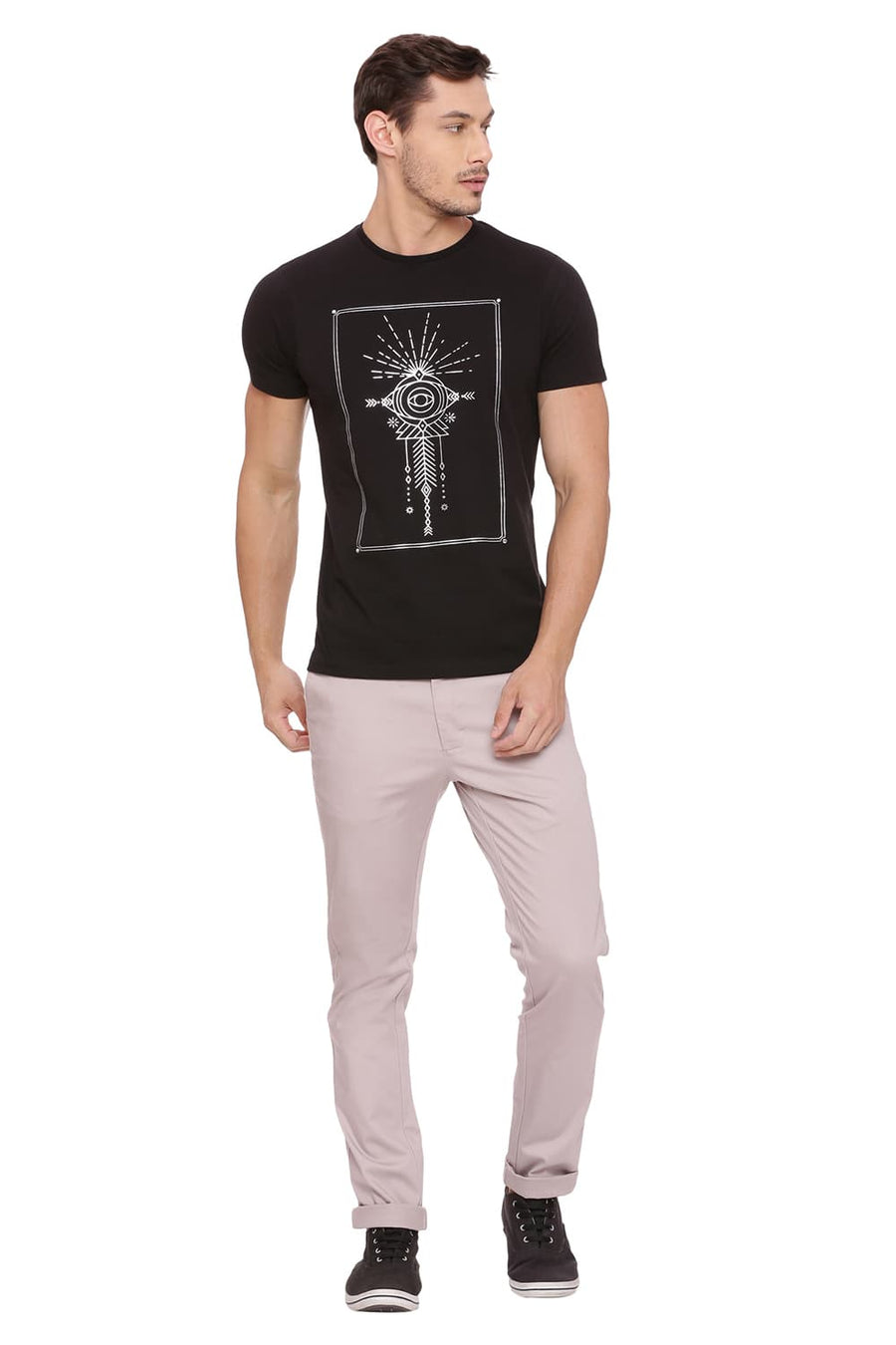 BASICS MUSCLE FIT BLACK CREW NECK T SHIRT