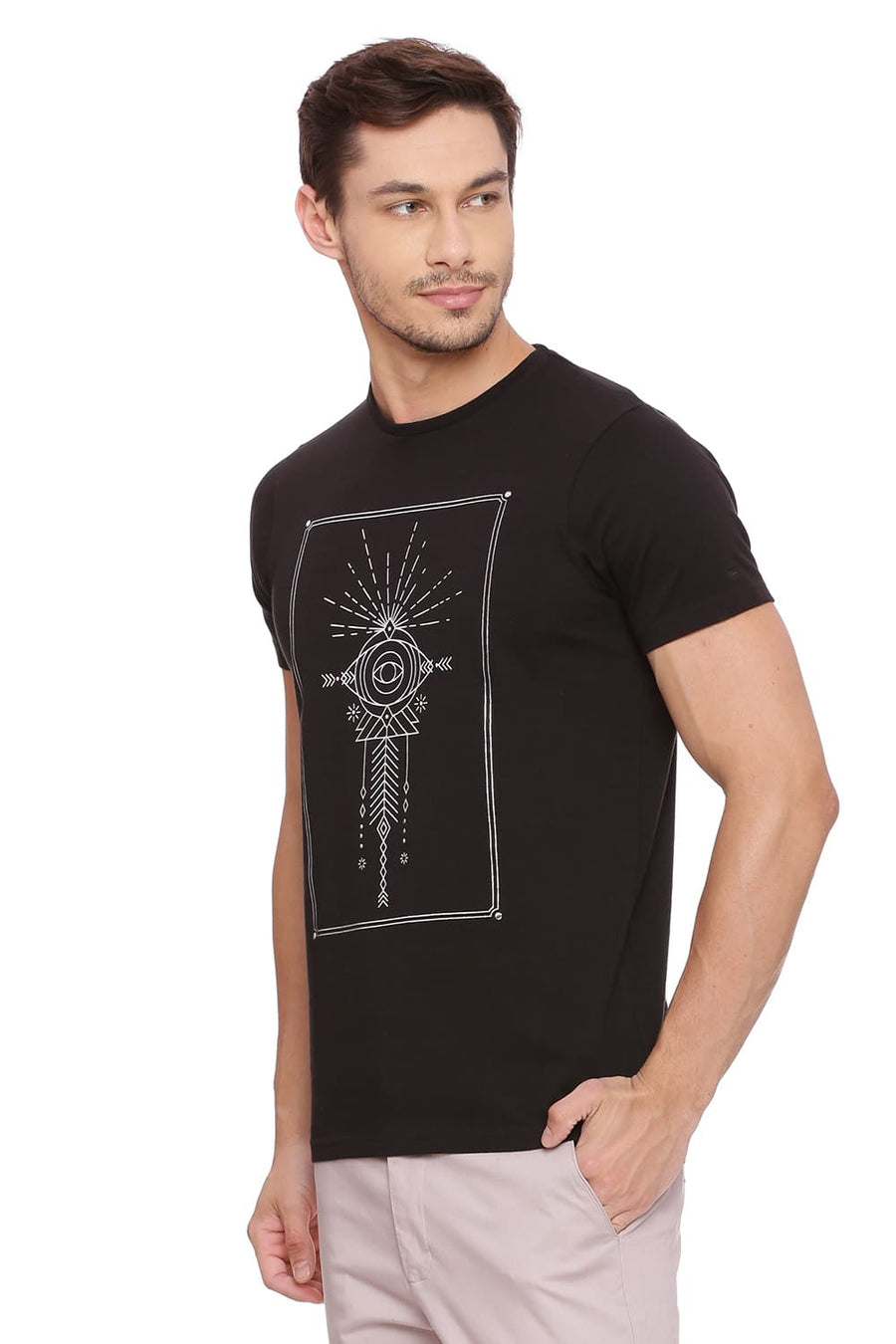 BASICS MUSCLE FIT BLACK CREW NECK T SHIRT