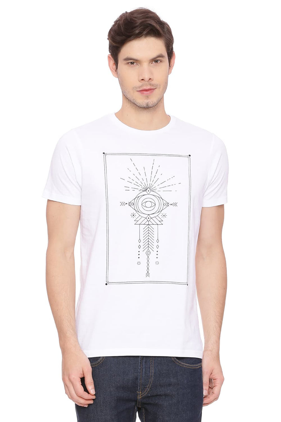 BASICS MUSCLE FIT BRIGHT WHITE CREW NECK T SHIRT