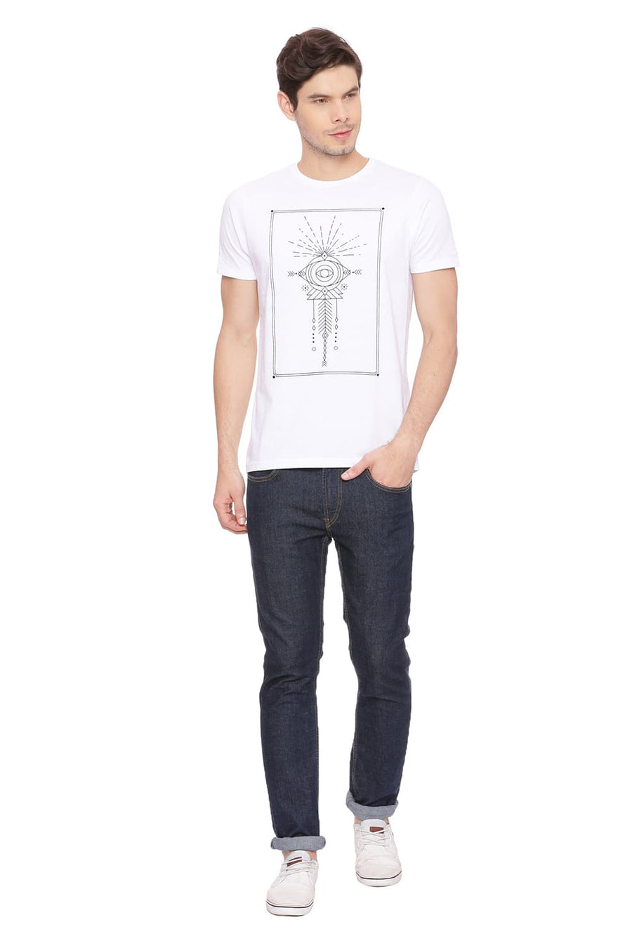BASICS MUSCLE FIT BRIGHT WHITE CREW NECK T SHIRT