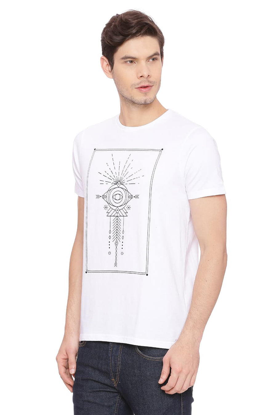 BASICS MUSCLE FIT BRIGHT WHITE CREW NECK T SHIRT