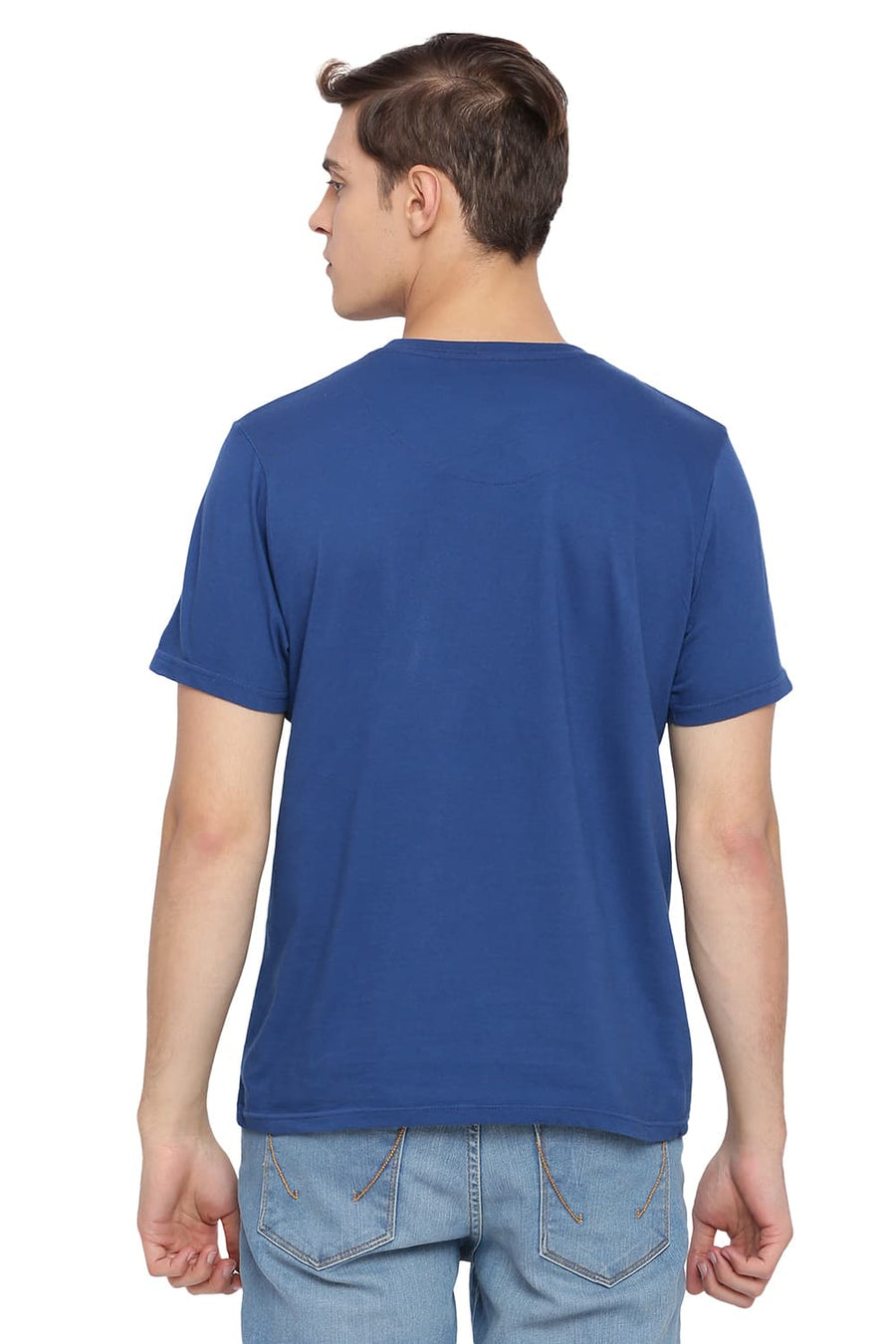 BASICS MUSCLE FIT DARK BLUE CREW NECK T SHIRT
