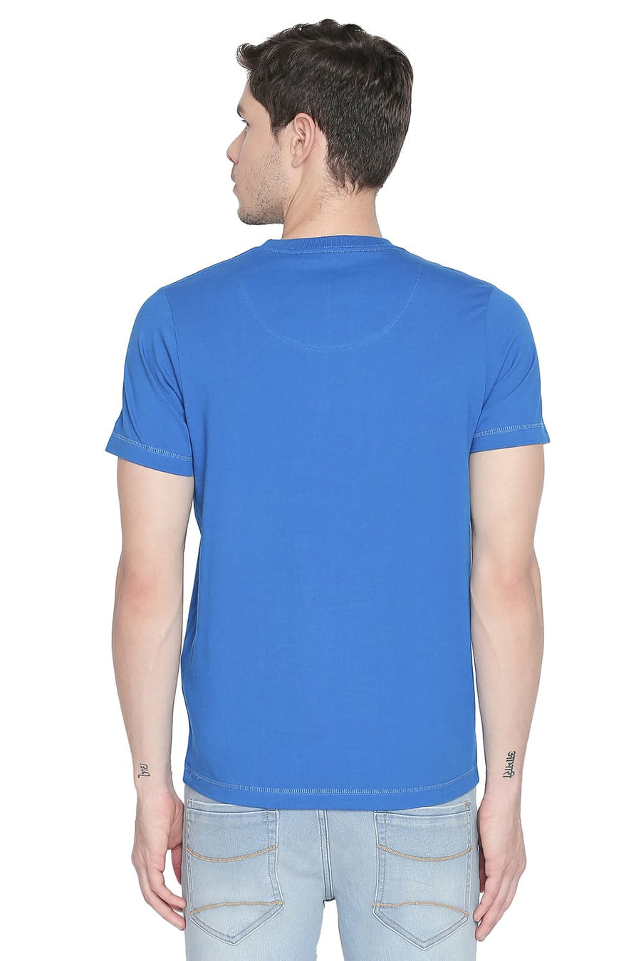 BASICS MUSCLE FIT IMPERIAL BLUE CREW NECK T SHIRT