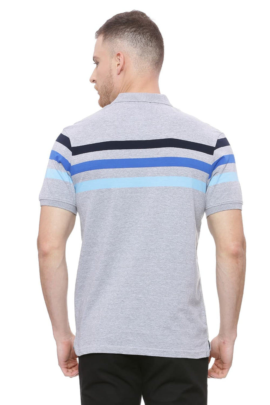 BASICS MUSCLE FIT HEATHER GRAY POLO T SHIRT