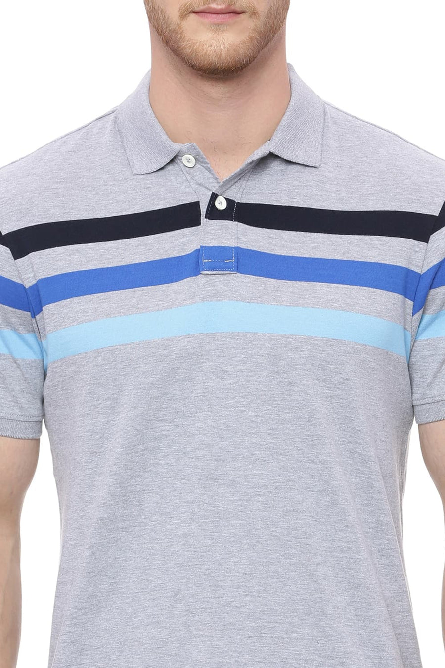BASICS MUSCLE FIT HEATHER GRAY POLO T SHIRT