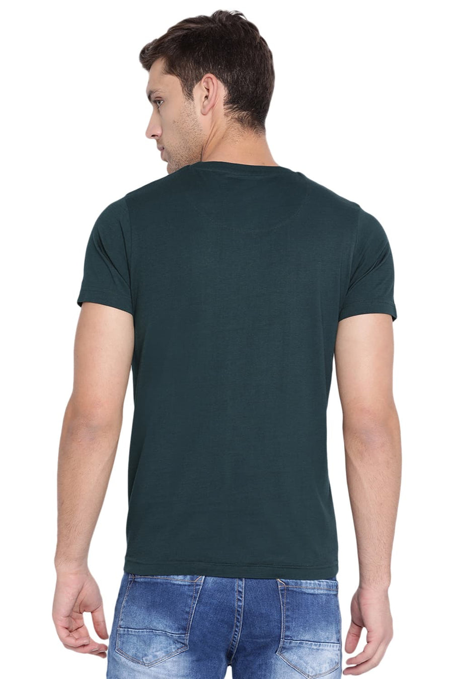 BASICS MUSCLE FIT UNI GREEN CREW NECK T SHIRT
