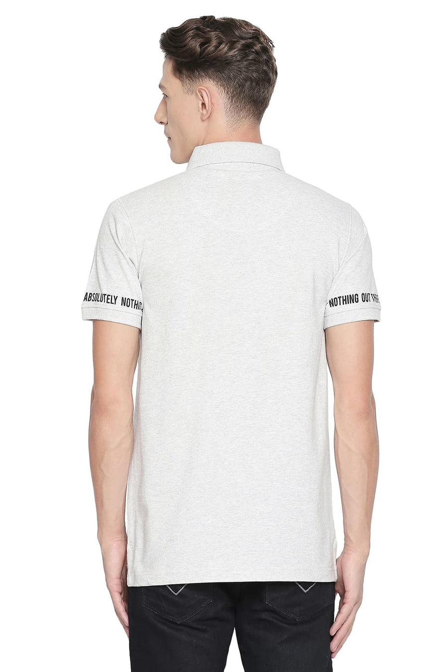 BASICS MUSCLE FIT HIGHRISE HEATHER POLO T SHIRT