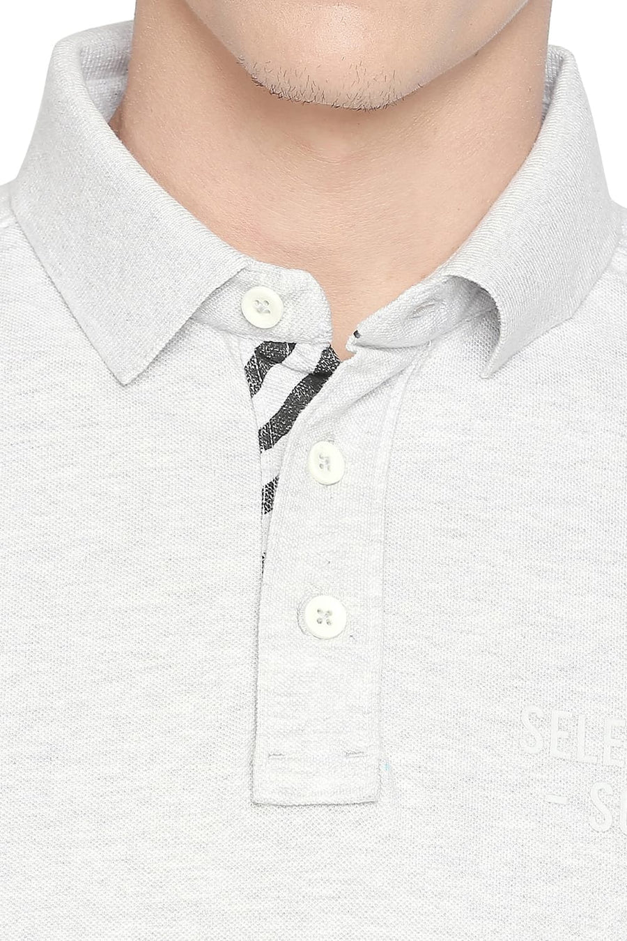 BASICS MUSCLE FIT HIGHRISE HEATHER POLO T SHIRT