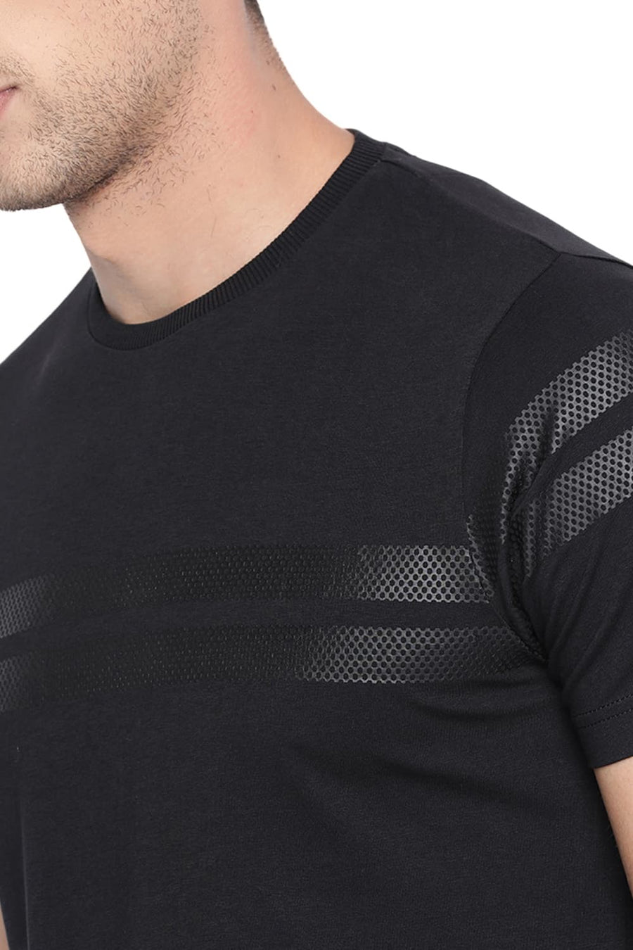 BASICS MUSCLE FIT JET BLACK CREW NECK T SHIRT