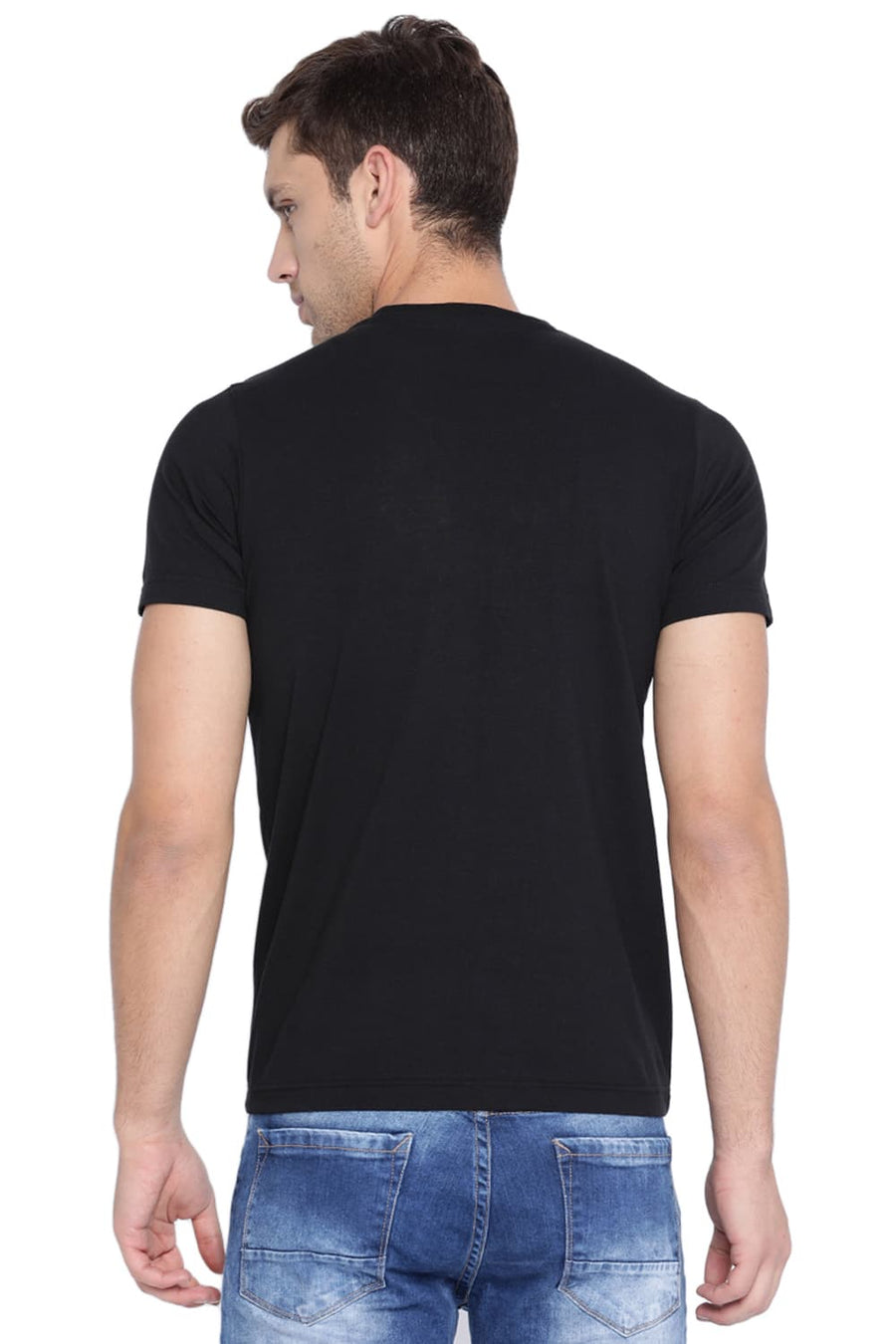 BASICS MUSCLE FIT JET BLACK CREW NECK T SHIRT