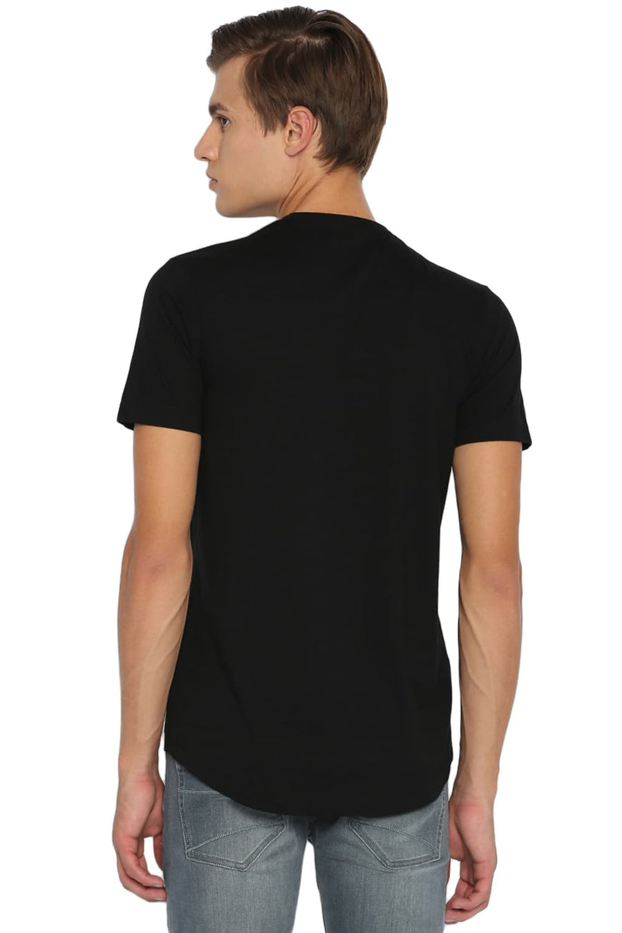 BASICS MUSCLE FIT JET BLACK CREW NECK T SHIRT