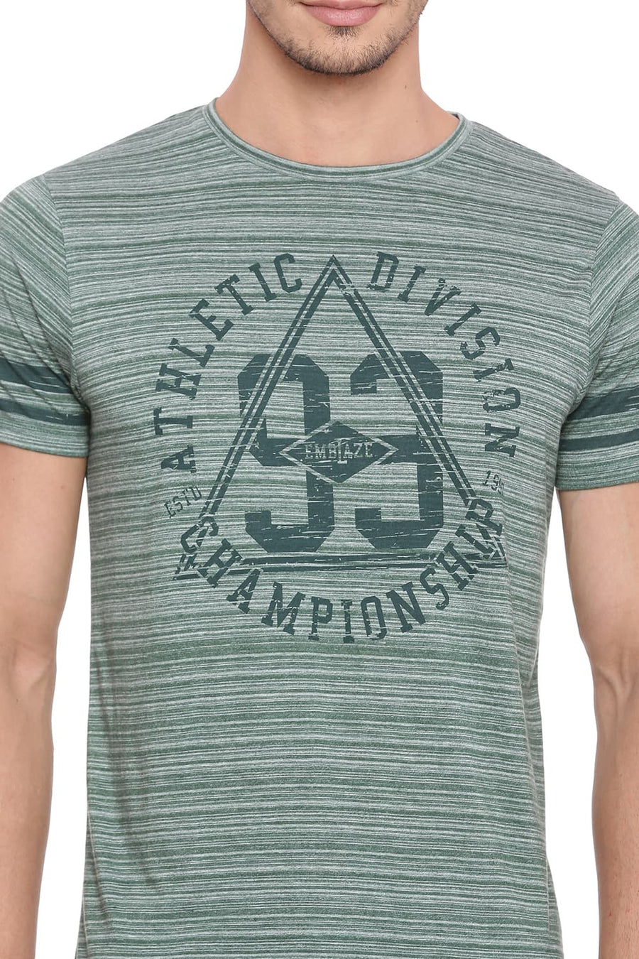 BASICS MUSCLE FIT MYRTLE GREEN CREW NECK T SHIRT