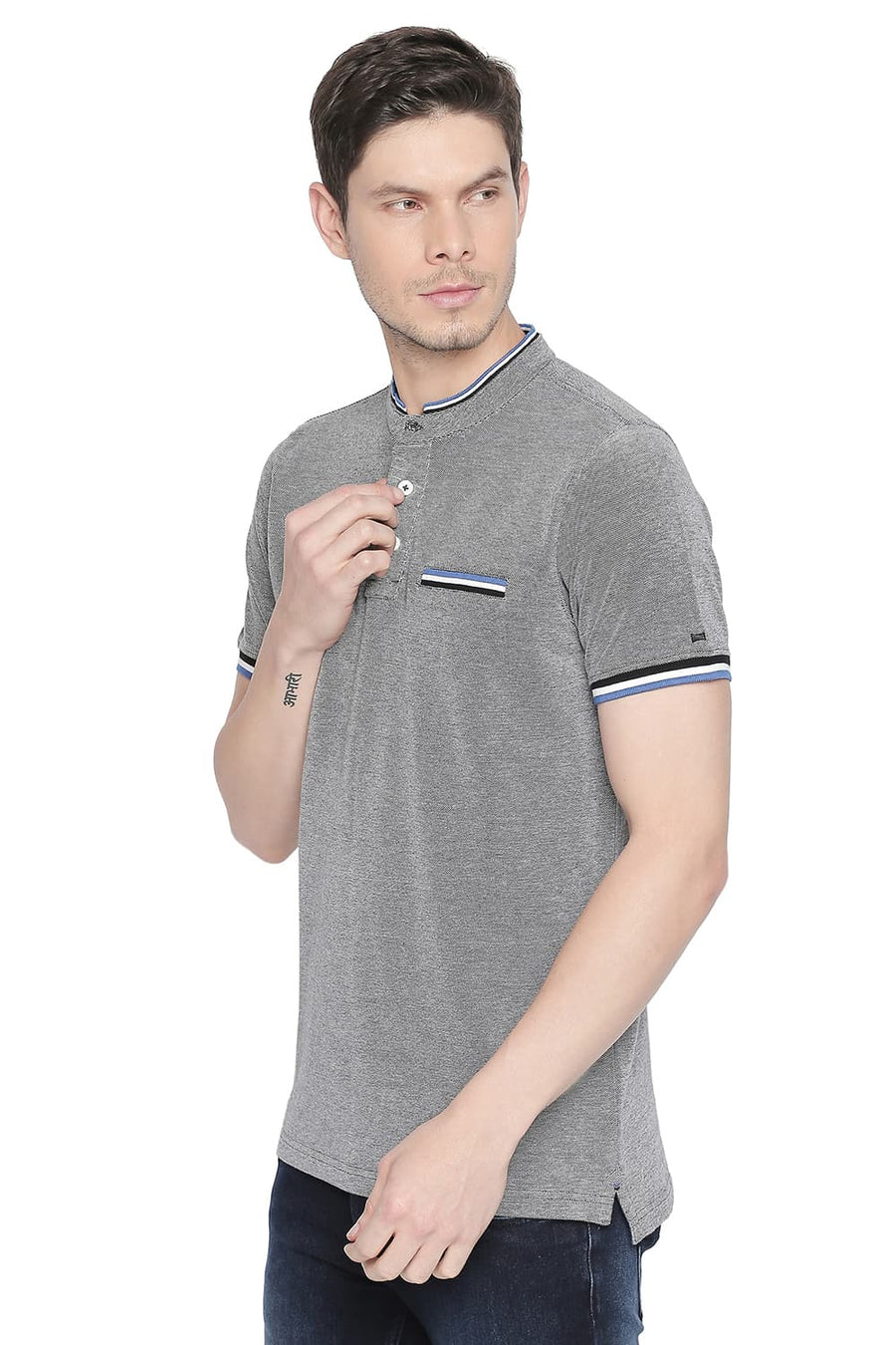 BASICS MUSCLE FIT BLACK BEAUTY POLO T SHIRT