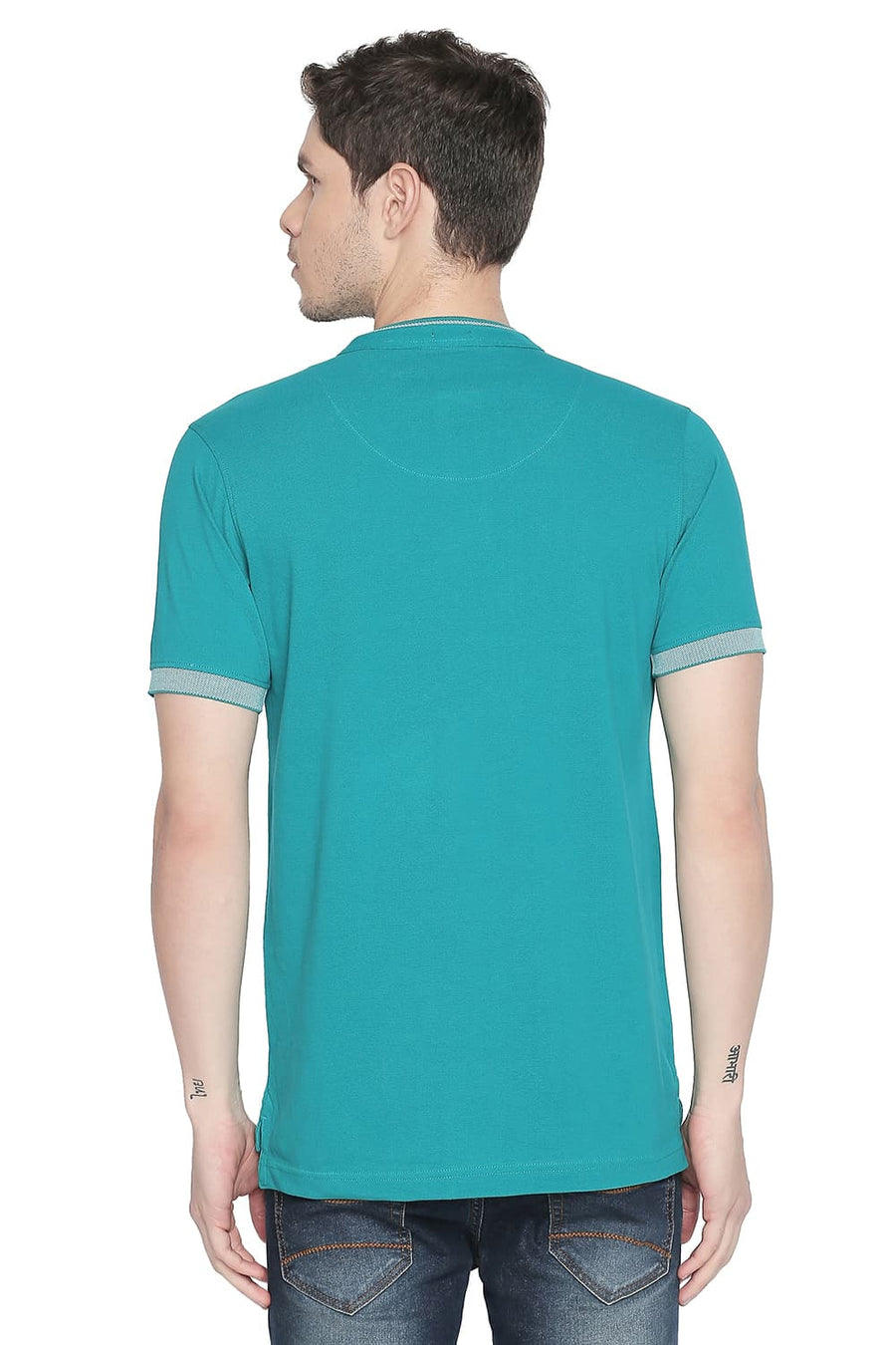 BASICS MUSCLE FIT FANFARE MANDARIN POLO T SHIRT