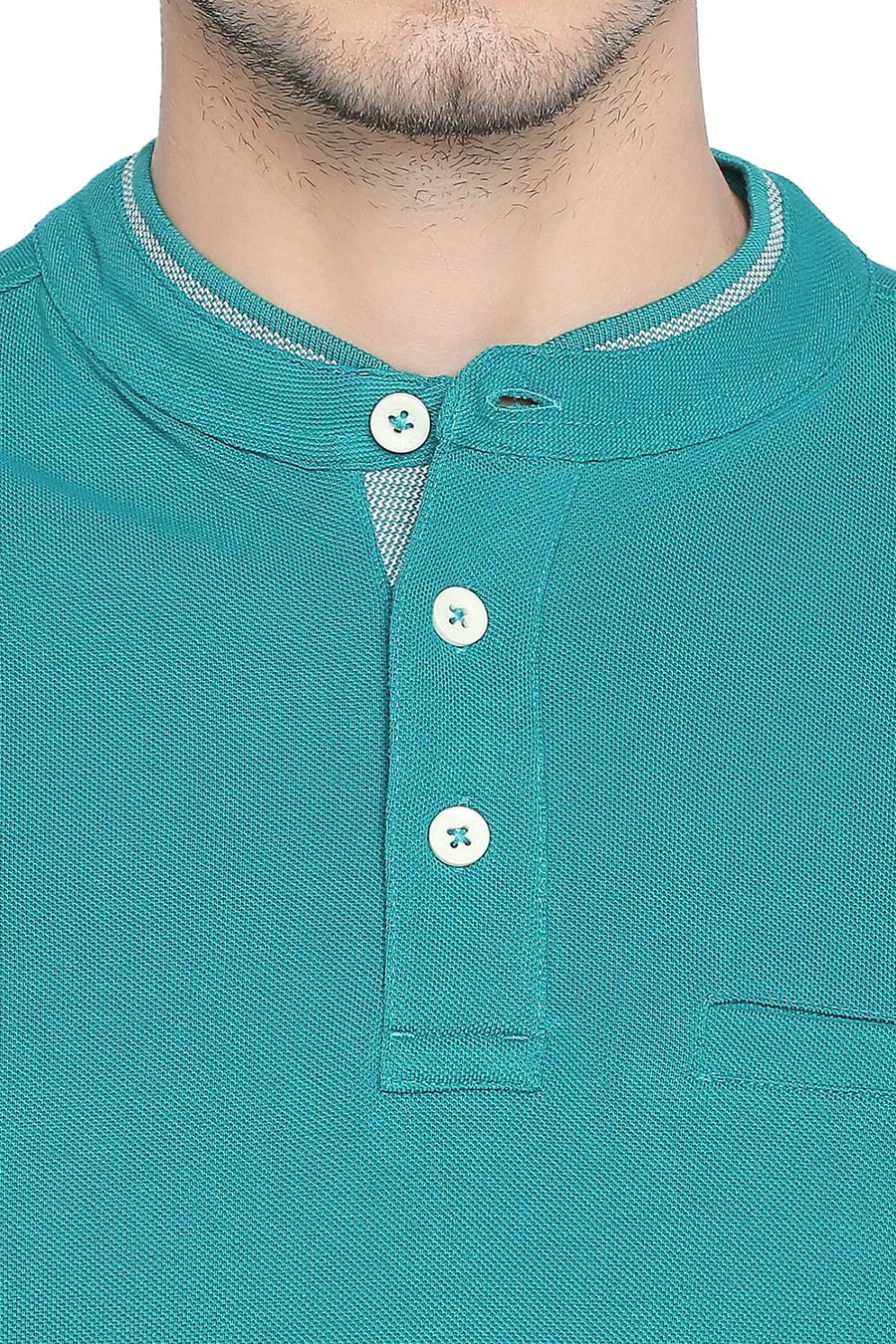 BASICS MUSCLE FIT FANFARE MANDARIN POLO T SHIRT