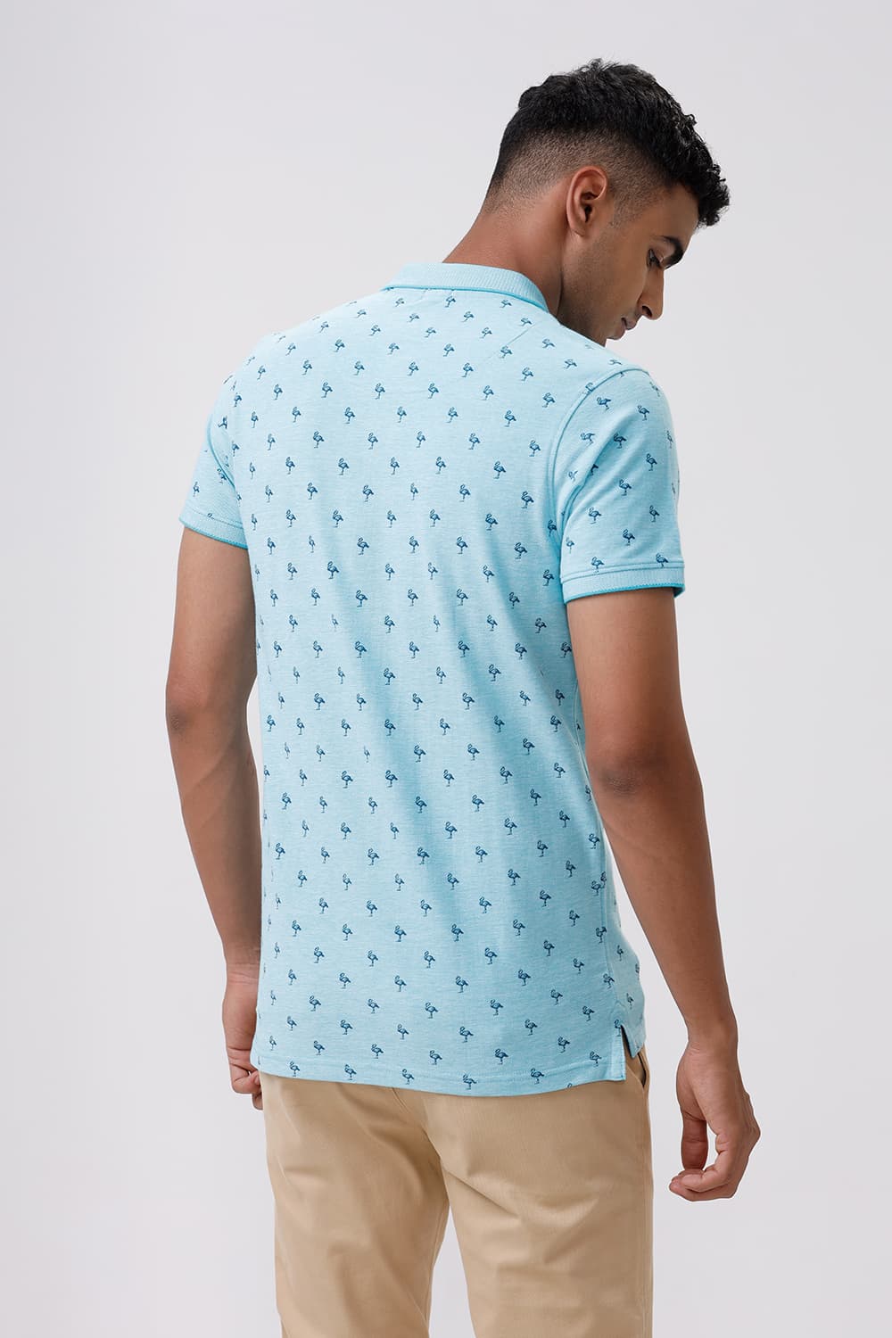 BASICS MUSCLE FIT SCUBA BLUE POLO T SHIRT