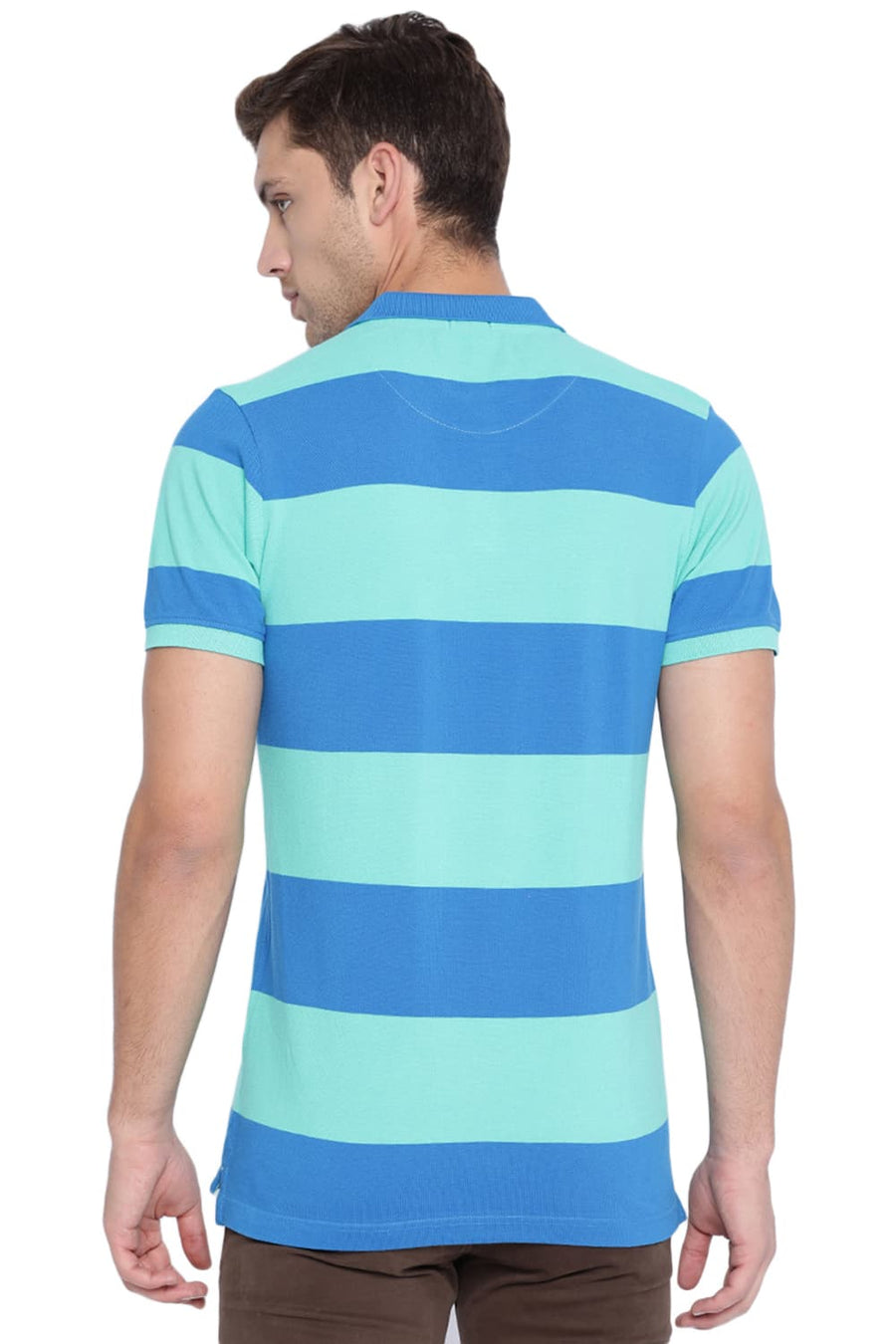 BASICS MUSCLE FIT POOL GREEN POLO T SHIRT