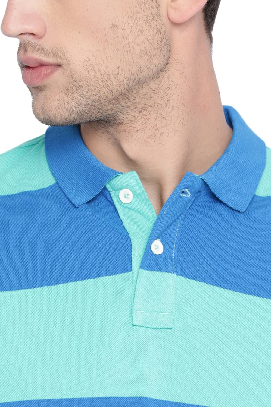 BASICS MUSCLE FIT POOL GREEN POLO T SHIRT